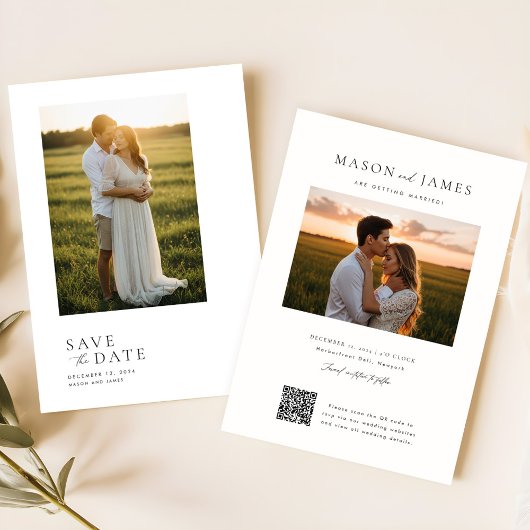 Save The Date Script élégant Simple QR Code Mariage photo