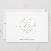 Save The Date Script élégant, vert, Mariage simple (Dos)