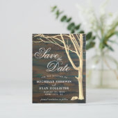 Save The Date Script en bois foncé de l'arbre rustique (Debout devant)