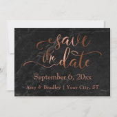 Save The Date Script en cuivre et mariage en marbre noir Enregis (Devant)