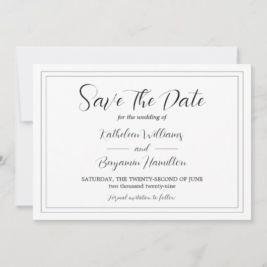 Save The Date Script Formel Mariage Photo Noir Et Blanc (Devant)