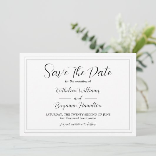 Save The Date Script Formel Mariage Photo Noir Et Blanc (Debout devant)
