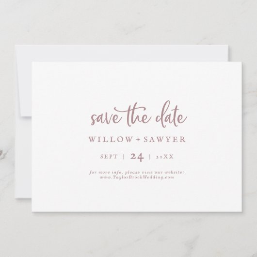 Save The Date Script Gold Rustique Rose Horizontal Enregistrer L (Devant)