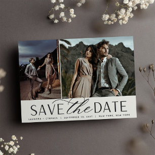 Save The Date Script lisse Deux Mariages photo