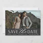 Save The Date Script lisse | Mariage photo horizontal unique (Devant)