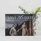 Save The Date Script lisse | Mariage photo horizontal unique (Debout devant)