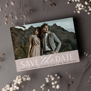 Save The Date Script lisse Mariage photo horizontal unique