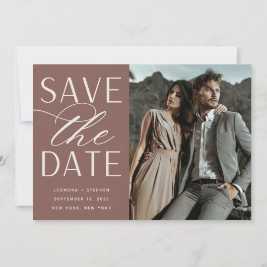 Save The Date Script lisse | Mariage photo unique (Devant)