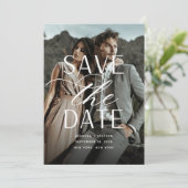 Save The Date Script lisse | Mariage photo vertical unique (Debout devant)