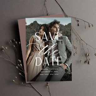 Save The Date Script lisse   Mariage photo vertical unique