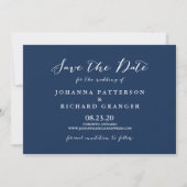 Save The Date Script manuscrit bleu marine Enregistrer la date (Dos)