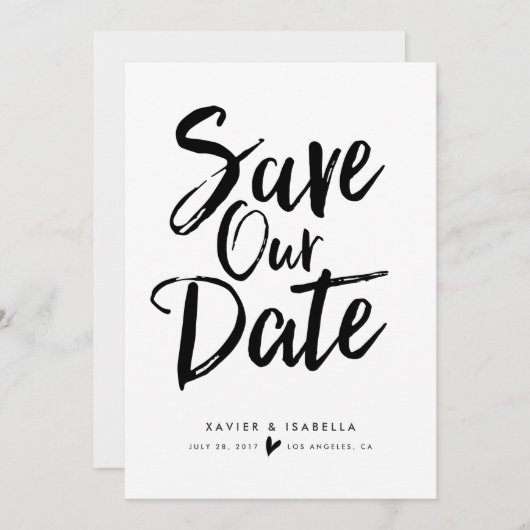 Save The Date Script manuscrit Enregistrer La Date Annonce (Devant / Derrière)