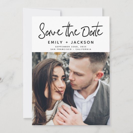Save The Date Script manuscrit moderne Enregistrer la photo de l (Devant)