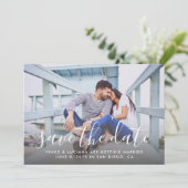 Save The Date Script manuscrit moderne Mariage photo bleu (Debout devant)