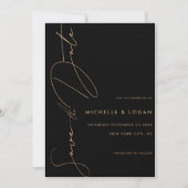 Save The Date Script manuscrit moderne Tan Noir Simple (Devant)