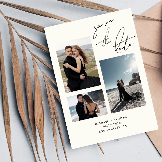Save The Date Script manuscrit moderne Trois Mariage photo