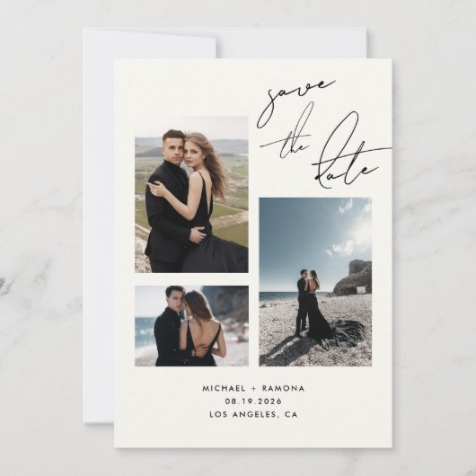 Save The Date Script manuscrit moderne Trois Mariage photo (Devant)