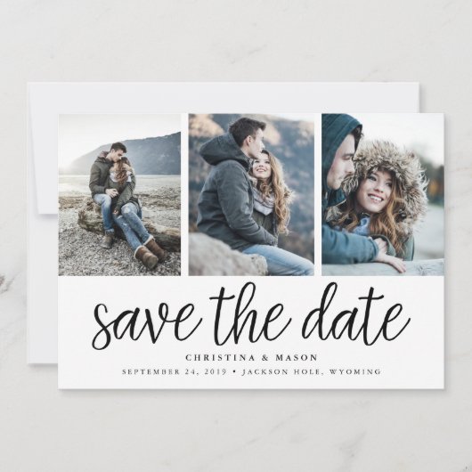 Save The Date Script manuscrit Multi Photo Enregistrer la date (Devant)