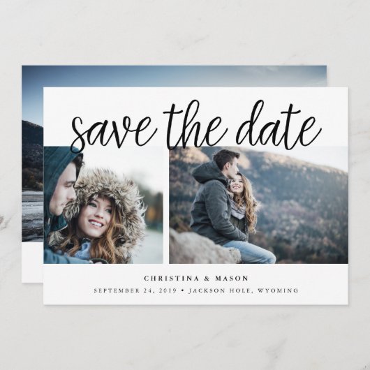 Save The Date Script manuscrit Multi Photo Enregistrer la date (Devant / Derrière)