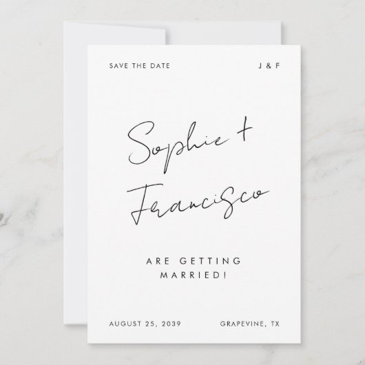Save The Date Script manuscrit photo et monogramme Mariage simpl (Devant)