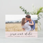 Save The Date Script manuscrit rose Enregistrer la date de l'ann (Debout devant)