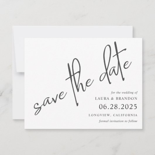 Save The Date Script manuscrit simple moderne Enregistrer la dat (Devant)