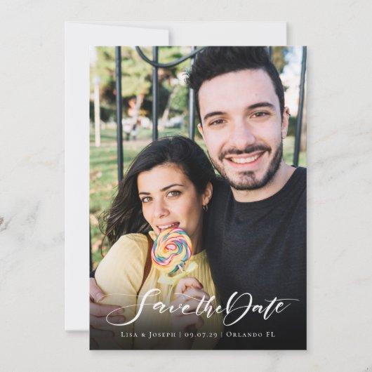 Save The Date Script manuscrit simple photo (Devant)