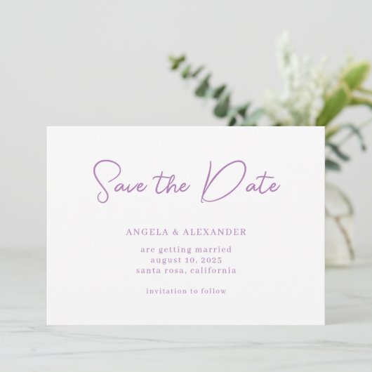 Save The Date Script Mariage de lavande moderne (Debout devant)