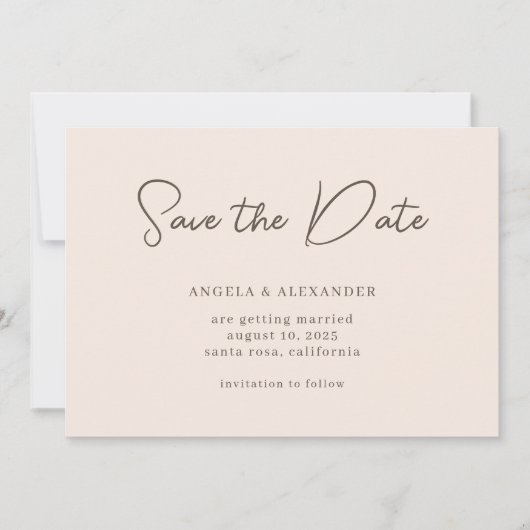 Save The Date Script Mariage moderne Beige Brown (Devant)