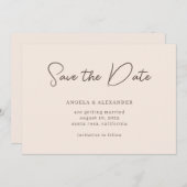 Save The Date Script Mariage moderne Beige Brown (Devant / Derrière)
