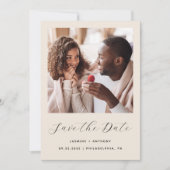 Save The Date Script minimal beige 2 photos (Devant)