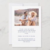 Save The Date Script minimal Deux Photos Bleu Nuit et Blanc (Dos)