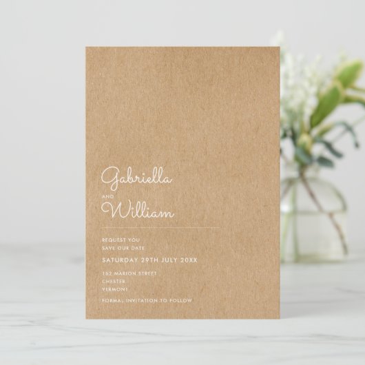 Save The Date Script minimal rustique Enregistrer la date (Debout devant)