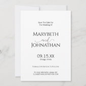 Save The Date Script minimal simple Mariage photo noir et blanc (Dos)
