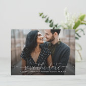 Save The Date Script minimal simple Mariage photo noir et blanc (Debout devant)