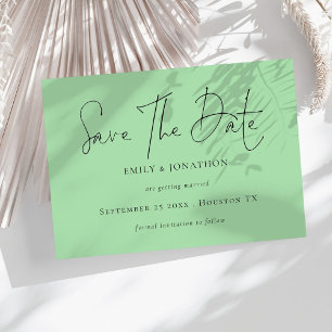 Save The Date Script Minimaliste Celadon Vert Enregistrer La Dat