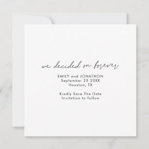 Save The Date Script Minimaliste Choisi pour Forever Square
