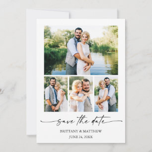 Save The Date Script minimaliste moderne d'encre Couple 4 photos