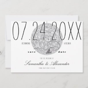 Save The Date Script minimaliste moderne Disco Ball Vieux Mariag