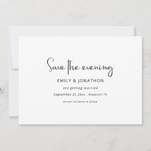 Save The Date Script minimaliste noir blanc QR Enregistrer le so