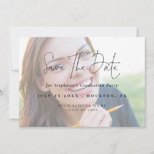 Save The Date Script moderne 2025 Photo Light Overlay Graduation
