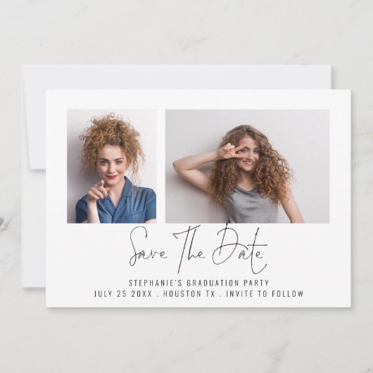 Save The Date Script moderne 2e année Photos Graduation (Devant)