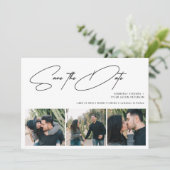 Save The Date Script moderne 3 photos mariage simple (Debout devant)