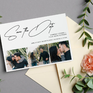 Save The Date Script moderne 3 photos mariage simple