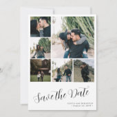 Save The Date Script moderne 6 photo collage simple mariage (Devant)