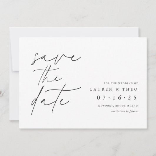 Save The Date Script moderne à main minimale (Devant)