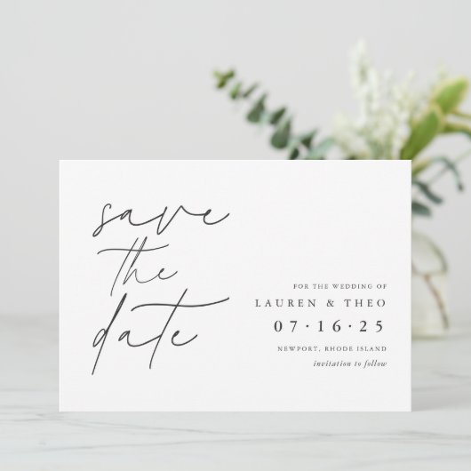 Save The Date Script moderne à main minimale (Debout devant)