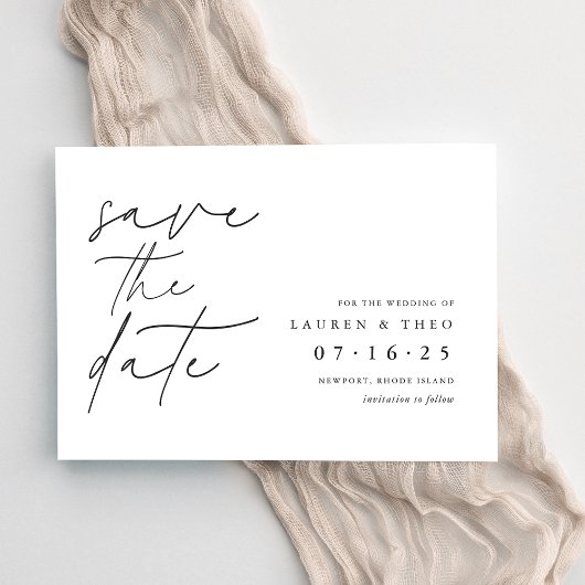 Save The Date Script moderne à main minimale