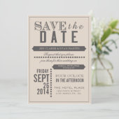 Save The Date Script moderne Beige & Grey Enregistrer la date (Debout devant)