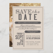 Save The Date Script moderne Beige & Grey Enregistrer la date (Devant / Derrière)